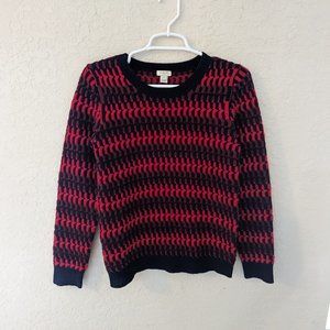 J Crew Red and Blue Chunky Knit Wool Grandpa Sweater Size XS